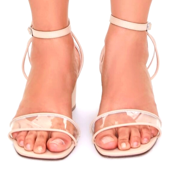 Forever 21 Clear-Strap Nude Block Heels (Wide) - Picture 1 of 3